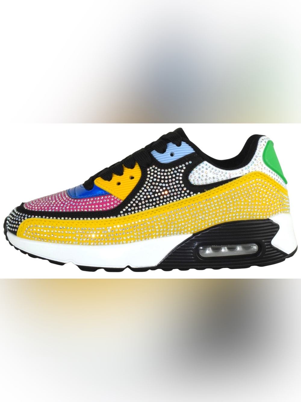 QUEEN Black Multi Rhinestoned Sneaker - Picture 6 of 7
